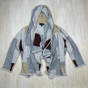 Lane Bryant Gray Color Block Open Front Shrug Hood Knit Cardigan Sweater 18/20